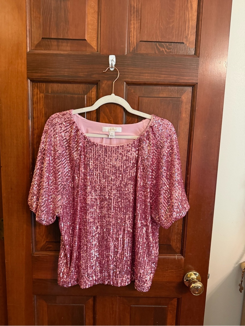 Lilly Pulitzer Pink Sequin Short-Sleeve Top
